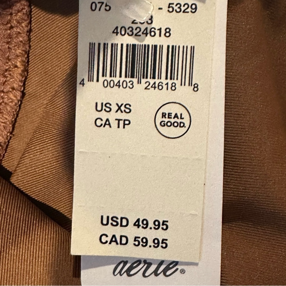 Aerie Crinkle Birthday Scoop Cheekiest One Piece Swimsuit Size Xsmall- Brown NEW - Picture 9 of 9